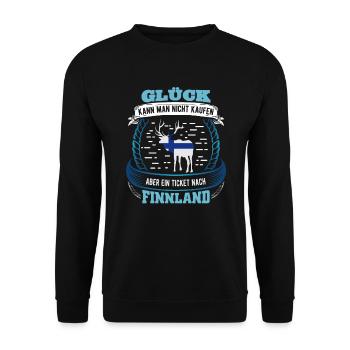 Glück Kann Man Nicht Kaufen Ein Ticket Finnland - Unisex Pullover - Schwarz - Vorne - Alina (178cm) & Michal (187cm)