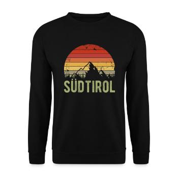 Retro Südtirol Alpen Berge Wandern Berg Wanderer - Unisex Pullover - Schwarz - Vorne - Alina (178cm) & Michal (187cm)