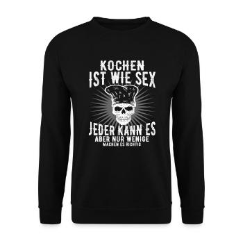 Lustiger Kochen Spruch Lustiges Hobbykoch Geschenk - Unisex Pullover - Schwarz - Vorne - Alina (178cm) & Michal (187cm)