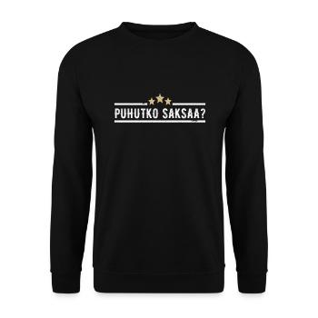 Puhutko Saksaa Bier Sprechen Sie Deutsch Finnisch - Unisex Pullover - Schwarz - Vorne - Alina (178cm) & Michal (187cm)