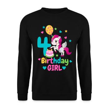 4th birthday unicorn. 4 years gift - Unisex Sweatshirt - black - Front - Alina (178cm) & Michal (187cm)