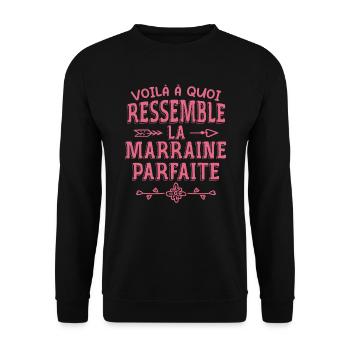 Marraine Parfaite - Parrain - Marraine - Filleule - Sweat-shirt Unisexe - noir - Devant - Alina (178cm) & Michal (187cm)