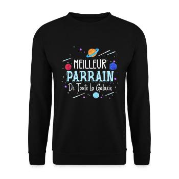Meilleur Parrain De La Galaxie - Cadeau Parrain - Sweat-shirt Unisexe - noir - Devant - Alina (178cm) & Michal (187cm)
