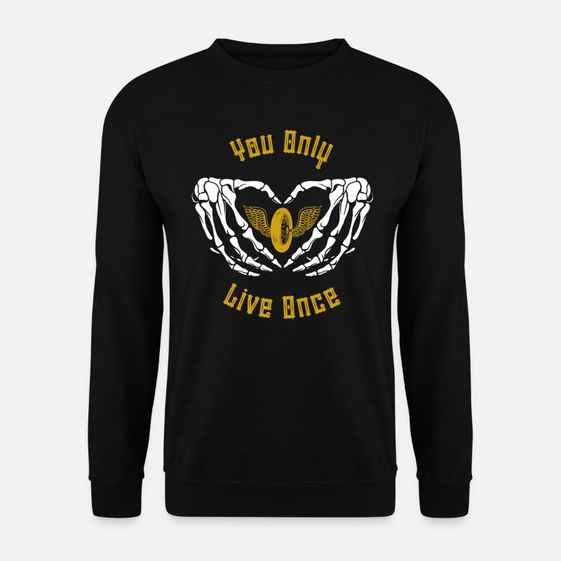 Man lebt nur einmal - Motorradreifen - Unisex Pullover - Schwarz