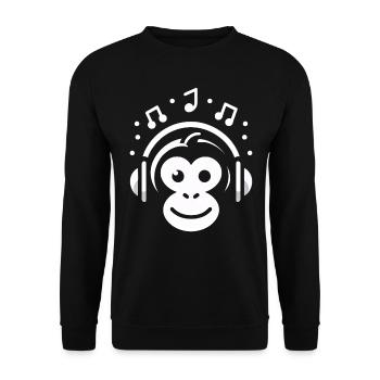 Fröhliche Affenmelodie - Unisex Pullover - Schwarz - Vorne - Alina (178cm) & Michal (187cm)