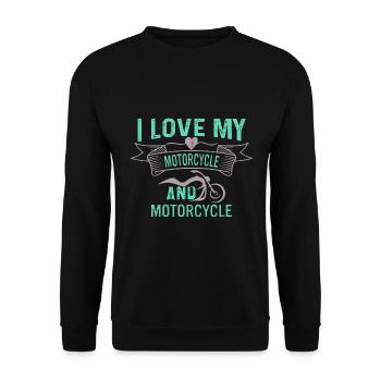 J’adore ma moto et la moto - Sweat-shirt Unisexe - noir - Devant - Alina (178cm) & Michal (187cm)