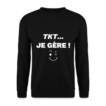 t'inquiète je gère cadeau tkt humour clin-d'oeil - Sweat-shirt Unisexe - noir - Devant - Alina (178cm) & Michal (187cm)