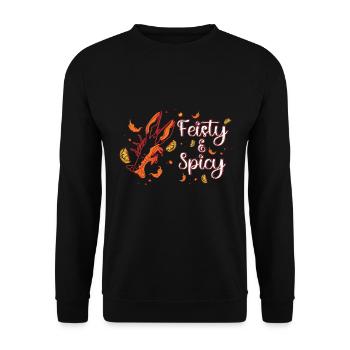 Feurig & Würzig - Krebsmotiv Für Liebhaber - Unisex Pullover - Schwarz - Vorne - Alina (178cm) & Michal (187cm)