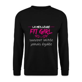 cadeau marrant la meilleure fit girl musculation - Sweat-shirt Unisexe - noir - Devant - Alina (178cm) & Michal (187cm)