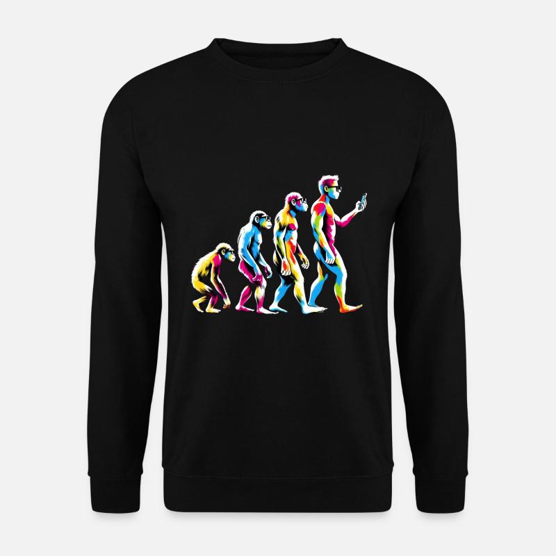 Evolution des Menschen zum Handy Nerd Geek Affe - Unisex Pullover - Schwarz