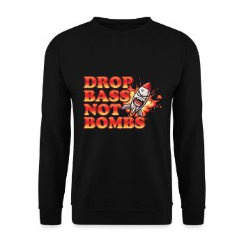 Drop Bass Not Bombs Musikliebhaber Motiv - Unisex Pullover - Schwarz - Vorne - Alina (178cm) & Michal (187cm)