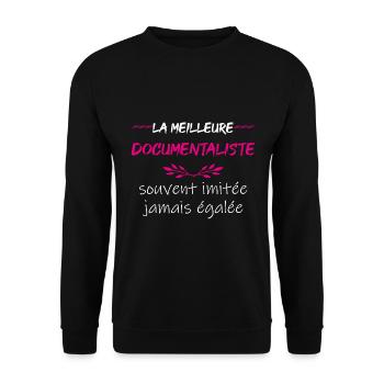 meilleure documentaliste document - Sweat-shirt Unisexe - noir - Devant - Alina (178cm) & Michal (187cm)