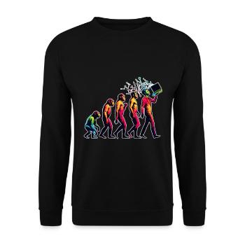 Evolution Humains Vers PC Portable Nerd Geek Monkey - Sweat-shirt Unisexe - noir - Devant - Alina (178cm) & Michal (187cm)