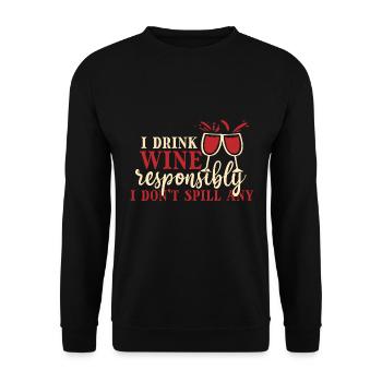 Je bois du vin de manière responsable, je - Sweat-shirt Unisexe - noir - Devant - Alina (178cm) & Michal (187cm)