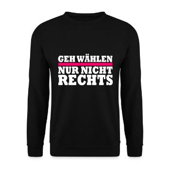 GEH WÄHLEN - Unisex Pullover - Schwarz - Vorne - Alina (178cm) & Michal (187cm)