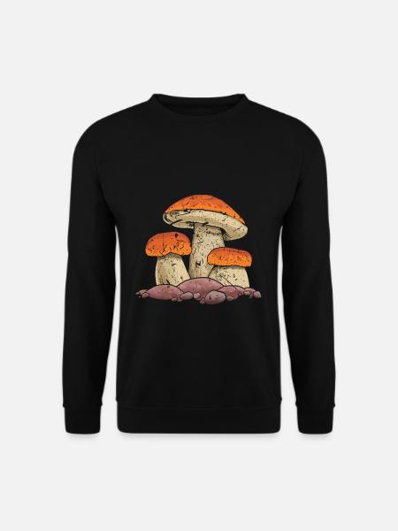 Steinpilz Symbol Auf Brust Pilze Sammeln - Unisex Pullover - Schwarz