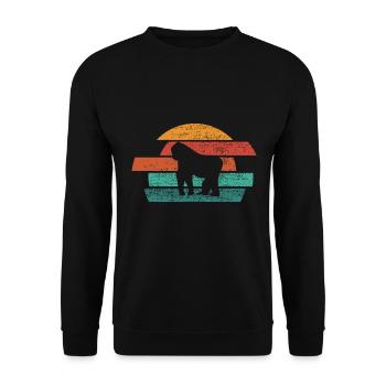 Gorilla Retro Vintage 80er Jahre Stil - Unisex Pullover - Schwarz - Vorne - Alina (178cm) & Michal (187cm)