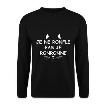 Ronfleur Je ne ronfle pas je ronronne - Sweat-shirt Unisexe - noir - Devant - Alina (178cm) & Michal (187cm)