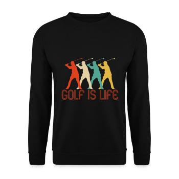 Rétro Pop Art Golf est des cadeaux de la vie pour le golfeur. VENTE - Sweat-shirt Unisexe - noir - Devant - Alina (178cm) & Michal (187cm)