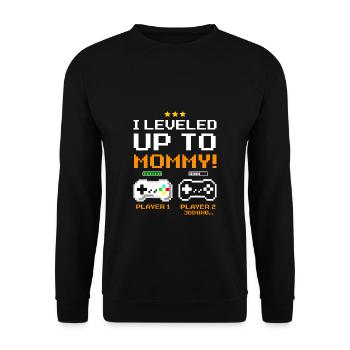 Ich habe bis zum Mommy Shirt New Mom Gamer T-Shirt geebnet - Unisex Pullover - Schwarz - Vorne - Alina (178cm) & Michal (187cm)