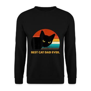 Best Cat Dad Ever Vintage Mens T Shirt Black Cat - Unisex Sweatshirt - black - Front - Alina (178cm) & Michal (187cm)