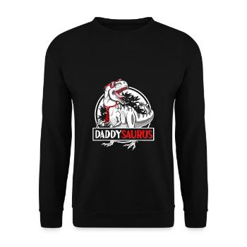 Daddysaurus T shirt Fathers Day T rex Daddy Saurus - Unisex Sweatshirt - black - Front - Alina (178cm) & Michal (187cm)