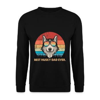Dog Vintage Best Husky Dad ever Tshirt Fathers day - Unisex Sweatshirt - black - Front - Alina (178cm) & Michal (187cm)