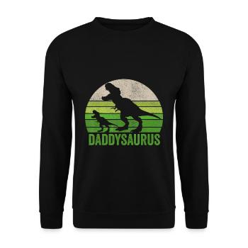 Funny Daddy Dinosaur T Shirt Daddysaurus Fathers - Sweat-shirt Unisexe - noir - Devant - Alina (178cm) & Michal (187cm)