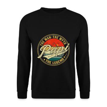 Mens Papi Man Mythos Legende Vintage Daddy Vater - Unisex Pullover - Schwarz - Vorne - Alina (178cm) & Michal (187cm)
