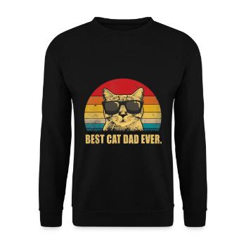 Mens Vintage Best Cat Dad Ever Shirts Funny Cat - Unisex Sweatshirt - black - Front - Alina (178cm) & Michal (187cm)