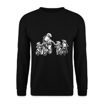 Motocross Papa Amp Son Trail Biker MTB Fahrrad - Unisex Pullover - Schwarz - Vorne - Alina (178cm) & Michal (187cm)