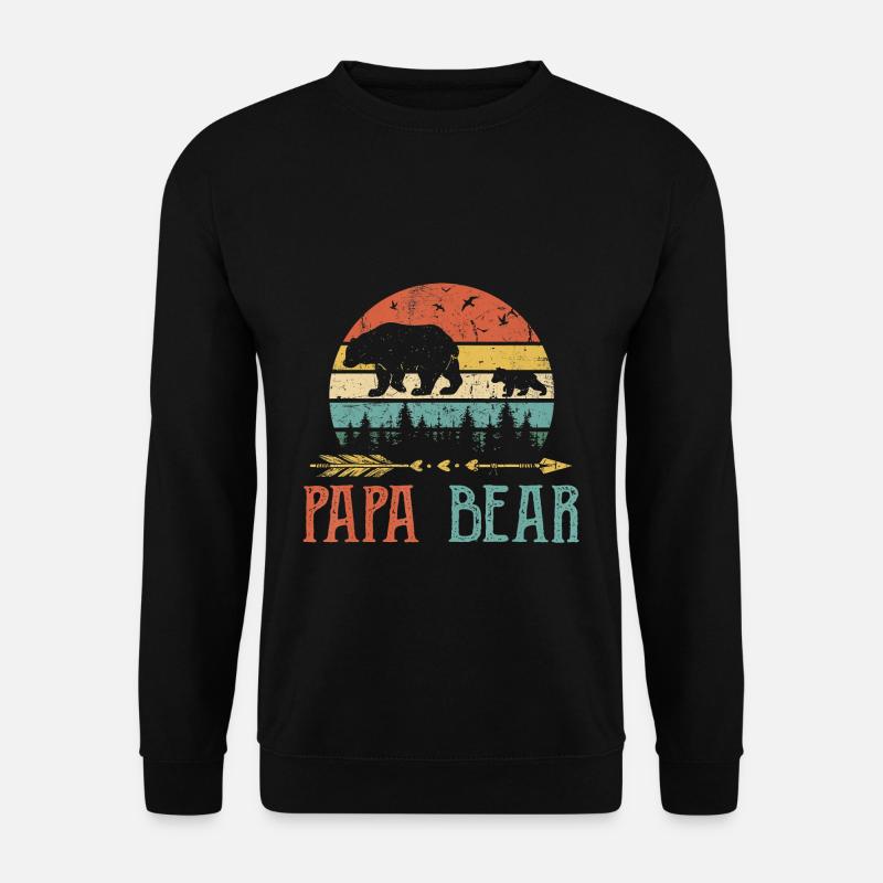 Papa Bär T-Shirt Vintage Papa Wildling Vater - Unisex Pullover - Schwarz