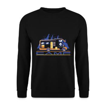 Camping Wohnmobil Vintage im Wohnwagen Caravan - Unisex Pullover - Schwarz - Vorne - Alina (178cm) & Michal (187cm)