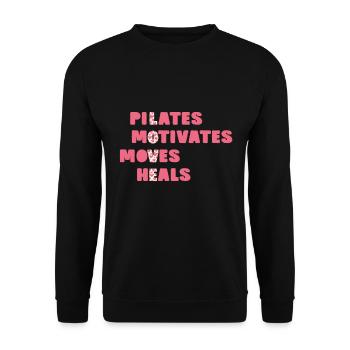 Pilates Motiviert Bewegt Heilt - Unisex Pullover - Schwarz - Vorne - Alina (178cm) & Michal (187cm)