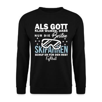 Skifahren vs. Fußball II - Unisex Pullover - Schwarz - Vorne - Alina (178cm) & Michal (187cm)