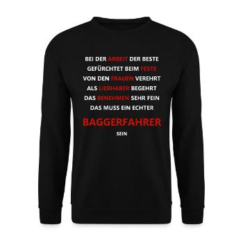 Bagger routier ouvrier du bâtiment amant travail cadeau - Sweat-shirt Unisexe - noir - Devant - Alina (178cm) & Michal (187cm)