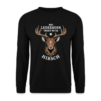 Mei Lederhosen tucks no da Hirsch - Unisex Sweatshirt - black - Front - Alina (178cm) & Michal (187cm)