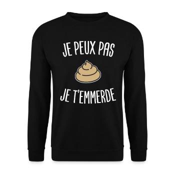 je t'emmerde | merde insulte connard va te faire - Sweat-shirt Unisexe - noir - Devant - Alina (178cm) & Michal (187cm)