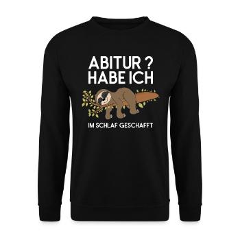 Faultier Abitur Abschluss Fauler Faultierspruch - Unisex Pullover - Schwarz - Vorne - Alina (178cm) & Michal (187cm)