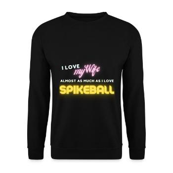 Geschenk Humor Spikeball Strand lustiger Urlaub - Unisex Pullover - Schwarz - Vorne - Alina (178cm) & Michal (187cm)