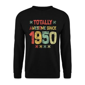 Alles Gute zum Geburtstag - total genial seit 1950 - Unisex Pullover - Schwarz - Vorne - Alina (178cm) & Michal (187cm)