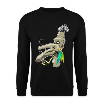 Voodoo Design, with the cool Voodoo Priests - Unisex Sweatshirt - black - Front - Alina (178cm) & Michal (187cm)