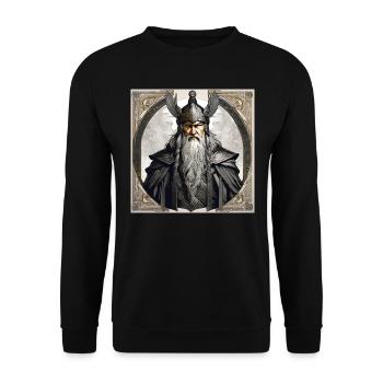 Proud Viking with Raven Helmet - Unisex Sweatshirt - black - Front - Alina (178cm) & Michal (187cm)