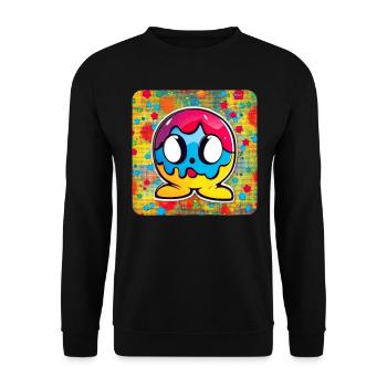 Psychedelic Motif Smiley - Unisex Sweatshirt - black - Front - Alina (178cm) & Michal (187cm)