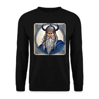 Proud Viking with Horns Helmet - Unisex Sweatshirt - black - Front - Alina (178cm) & Michal (187cm)