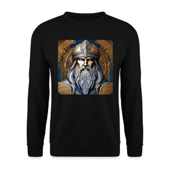 Stolzer Wikinger - Unisex Pullover - Schwarz - Vorne - Alina (178cm) & Michal (187cm)