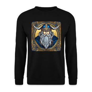 Proud Viking with Horns Helmet - Unisex Sweatshirt - black - Front - Alina (178cm) & Michal (187cm)