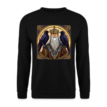 Viking Odin with ravens - Unisex Sweatshirt - black - Front - Alina (178cm) & Michal (187cm)