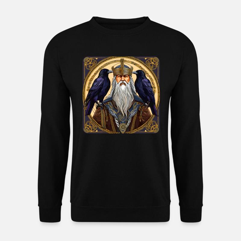 Wikinger Odin mit Raben - Unisex Pullover - Schwarz