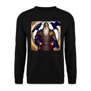 Viking Odin with ravens - Unisex Sweatshirt - black - Front - Alina (178cm) & Michal (187cm)